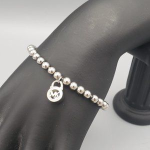 Michael Kors Silver Tone Beads Stretch Bracelet